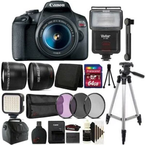 Canon EOS Rebel T7 DSLR Camera + 18-55mm Lens + 64GB Accessory Kit - Picture 1 of 11