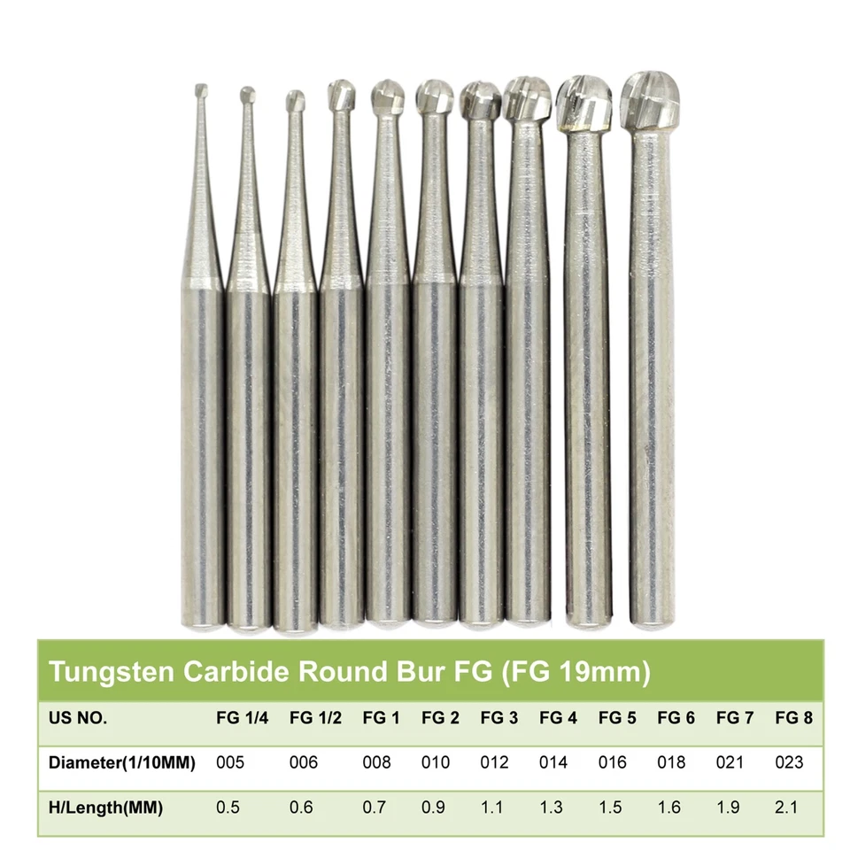 Empuñadura de fricción de bola redonda Wave Dental Carburo Bur alta velocidad FG 1/4 1/2 4# 6# 8# Foto 1 de 4