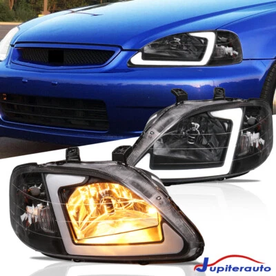 Par de faros delanteros diestros y diestros LED DRL para Honda Civic EK EJ 1999-2000 Foto 1 de 4