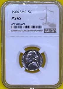 1966 SMS Jefferson Nickel NGC MS65 - Picture 1 of 7