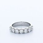1.0 CTW NATURAL DIAMONDS F/SI1 ROUND CUT PLATINUM 4-PRONG WIDE BAND WEDDING RING