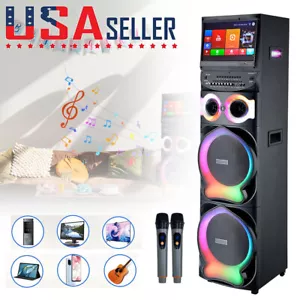 Dual 12" Woofer Professional Bluetooth Speaker Karaoke Machine w/2 Wireless Mic - Picture 1 of 13