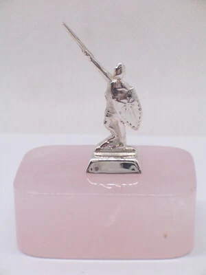 Alberto Da Giussano in ARGENTO 925 su Quarzo Rosa - statuetta su Pietra Dura - Immagine 1 di 4