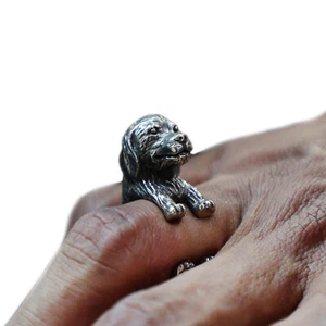 Labrador Dog ring unisex sterling silver 925 Adjustable Paw Inspired animal - Picture 1 of 14