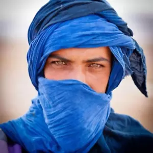Handmade Scarf Tuareg Ethnic Turban Moroccan African Sahara Indigo Blue Unisex - Picture 1 of 24