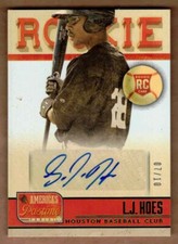 2013 PANINI AMERICA'S PASTIME GREEN #268 L.J. HOES AUTO #7/10