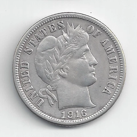 1916 Barber Dime EF/XF or Better BN 264 Cover