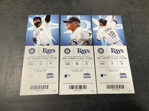 TAMPA BAY RAYS 2013 TICKET STUB 8/13/13-8/14/13-8/15/13 VS MARINERS Cover