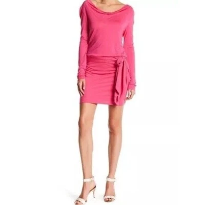 Vestido Haute Hippie Espalda Abierta Talla M Rosa Drapeado Corbata Cintura Elastizado Para Mujer Foto 1 de 4