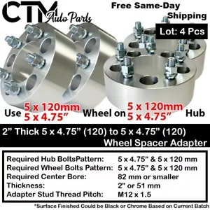4x 2" Thick 5x4.75(5x120) 74mm C.B Wheel Spacer Adapter Fit Jaguar Aston Martin - Picture 1 of 4