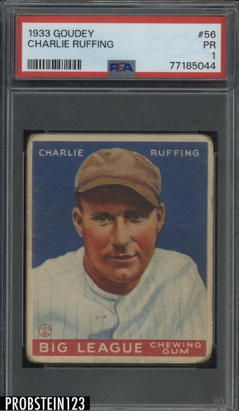 1933 Goudey #56 Charlie Red Ruffing New York Yankees HOF PSA 1 Pr