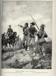1884 Antiker Druck = VORPOSTEN DER RÖMISCHEN REPUBLIK = Risorgimento Old Print - Bild 1 von 1