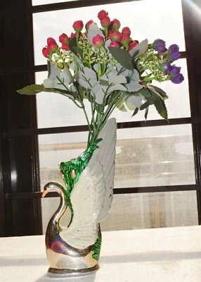 Silver Metal Swan Flower Pot Home & Office Decor 21 cm - image 1 of 4