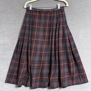 Vintage Pendleton Skirt 12 Red Green Tartan Plaid Pleated Midi Holiday Christmas - Picture 1 of 8
