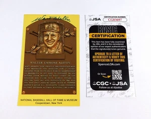 Placa postal amarilla firmada por Walter Alston Salón de la Fama Dodgers JSA automática - Imagen 1 de 2