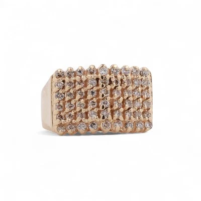 1.50 TW 6-Row Diamond Dome Ring 14K Yellow Gold Size 8.5 Estate - Image 1 of 4