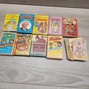 Lot Ed-U-Cards Card Games Decks 1950s Cowboy Popeye Tammy Old Maid Collection - Picture 1 of 11