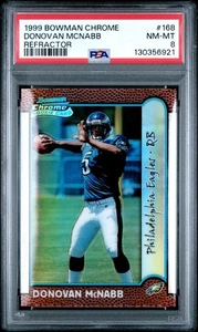 Bowman Chrome Refractor #168 1999 Donovan McNabb novato radiocontrol PSA 8 - Imagen 1 de 2