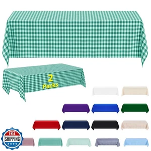 Paquete de 2 manteles rectangulares de poliéster ABCCANOPY 90 x 156 pulgadas a cuadros indoo - Imagen 1 de 5