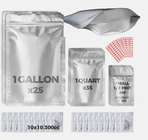 100 Mylar Beutel für Lebensmittellagerung - 10 Mil 1 Gallone 25 Stück, 8 Mil 1 Quart 35 Stück, 6... - Bild 1 von 8
