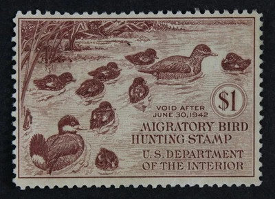 CKStamps: US Federal Duck Stamps Collection Scott#RW8 $1 Unused NG  - Image 1 of 2