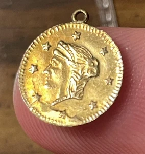 EINZIGARTIGES Fundstück 1853 California Bruchteil Gold Half Dollar (um 1900-75) - Bild 1 von 6