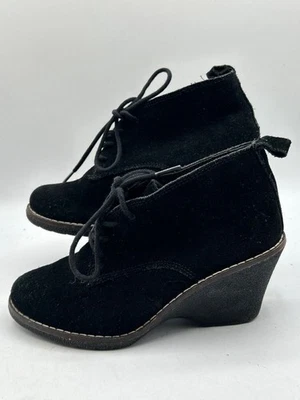 White Mountain W23799 Lambert Wedge Bootie Womens Sz 6 Black Suede Almond Toe - Image 1 of 4