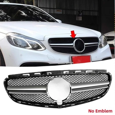 Chrome AMG Style Front Grill Grille For 2014-2016 Mercedes E350 E500 E550 W212 Foto 1 de 4