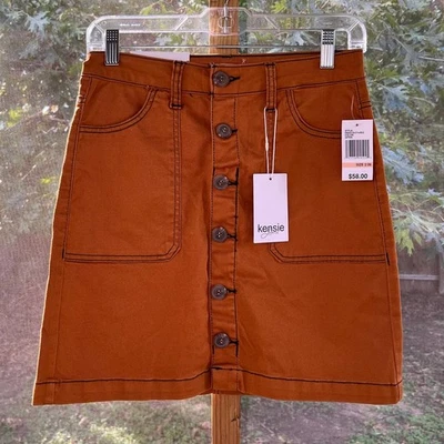 Minifalda vaquera Kensie Jeans color azafrán talla 2. NUEVO Foto 1 de 4