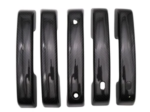 For 21-25 Ford Bronco Gloss Black Dry Carbon Fiber Door Handle Cover Trim 5 PCS - Picture 1 of 10
