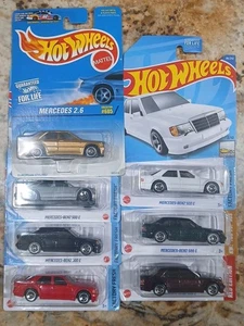 Hot Wheels Mercedes Benz 500E GREEN,RED, BLACK, WHITE, MAROON GOLD& SILVER LOT 7 - Picture 1 of 8
