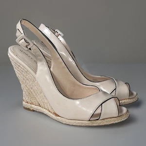 Audrey Brooke Espadrille Sling Back Strap Wedge Heels Size 8.5M Nude - Picture 1 of 17