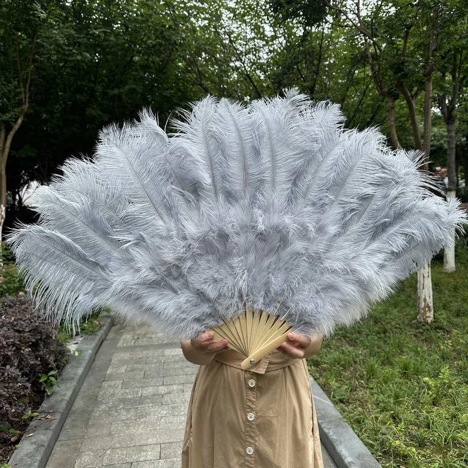 Handheld Big Red Feather Fan Feathers Stage Belly Dance Crafts Belly Dance Fan - Image 1 of 4