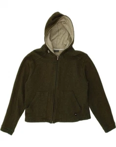 CHAMPION Womens Crop Hooded Cardigan Sweater UK 14 Large Khaki Wool FT04 - Picture 1 of 3