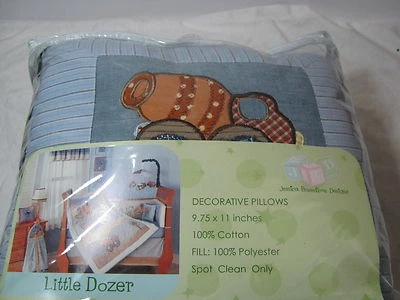 New Jessica Breedlove Designs Little Dozer Two Decorative Pillows 9.75x11- Blue  - Image 1 of 4