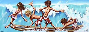 ART PRINT BEACH SURF PAINTING Abstract Australia COA surfing COA signed - Picture 1 of 3