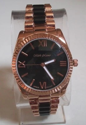 Reloj de pulsera elegante de moda para hombre con acabado dorado rosa y negro Foto 1 de 4