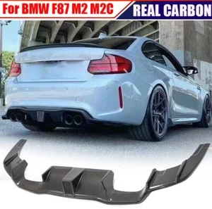 REAL CARBON Rear Bumper Diffuser Lip Spoiler W/LED Fit For BMW F87 M2 M2C Coupe - Picture 1 of 18