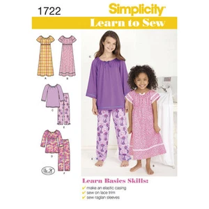 Vestido/top y pantalones de salón Simplicity SEWING PATTERN 1722 para niñas, aprende a coser - Imagen 1 de 5