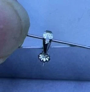 18K Solid White Gold Pendant Clasp Connector Cup Bail Pin Finding for Pearl Gem - Picture 1 of 2