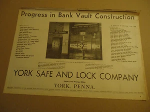 York Safe & Lock Co 1936 Zeitungsanzeige - Bild 1 von 1