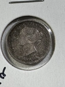 1885 Canada 5 Cents Silver Coin Small 5 Damaged - Picture 1 of 6