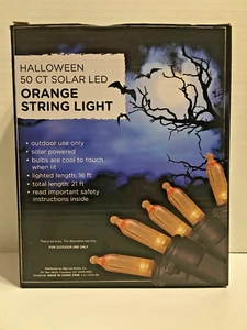 Energy Star 50  Count Solar Orange Mini LED Lights On Black Wire Halloween - Picture 1 of 6