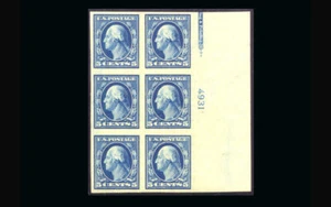 US Stamp Mint OG & NH, Super b S#347 PB OF 6, natural gum skips - Picture 1 of 1
