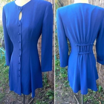 Vestido azul manga larga vintage Amanda Fielding mediano/grande Foto 1 de 4