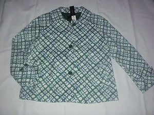 CLEARANCE!! ~ NEW $169 TALBOTS Green Plaid Cotton Tweed Jacket Sz 4P,4 Petite - Picture 1 of 3