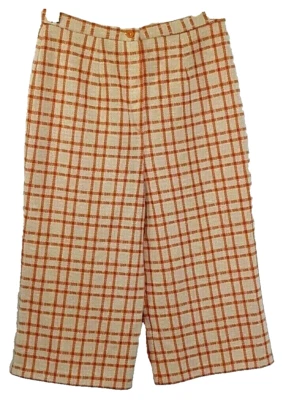 Vintage Womens Capri S/M Double Knit Pedal Pushers Orange Plaid HIgh Rise - Image 1 of 4