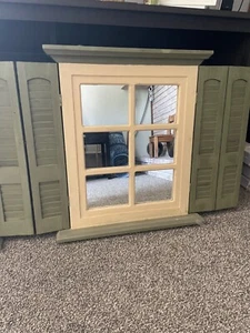 Set of 2! Home Interior . Home Interior Wood Window Pane Shutters Mirror, Far - Picture 1 of 5