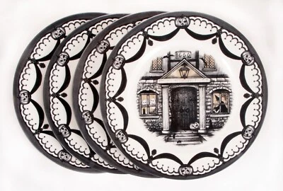 Royal Stafford Halloween Wicked Witch Haunted House 11” Dinner Plates Set of 4 - Image 1 of 4