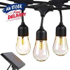 Solar Power 15LED 48FT Festoon String Lights Wedding Party Lights Waterproof - Picture 1 of 17